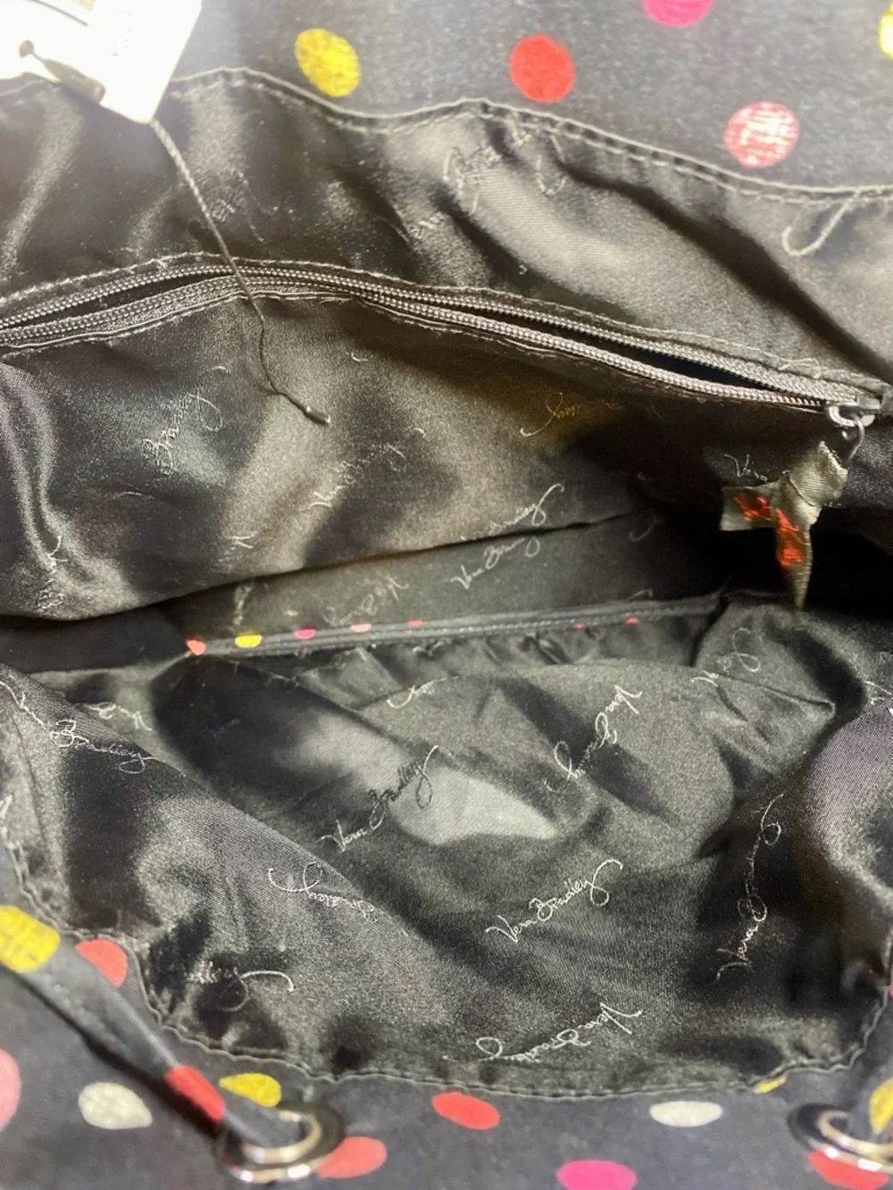 NWOT Vera Bradley Havana Dot Black Quilted Backpack‎ with Multicolor Dots